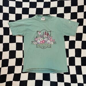 vintage 90s montana flowers graphic shirt jerzees size medium
